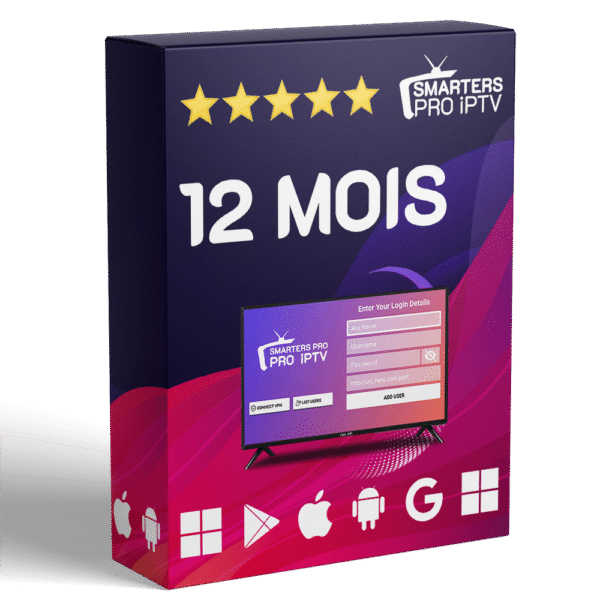 12 Mois d'abonnement | IPTV Smarters Pro